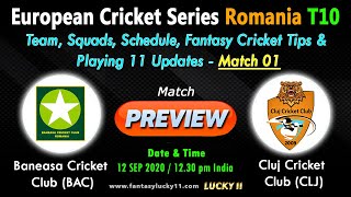BAC vs CLJ - Match 01 | European Cricket Series Romania T10 League |  Playing 11 - Dream11- GL Team screenshot 5