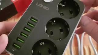 Banggood LDNIO 5V 3.4A Desktop 3 Power Socket 6 USB Port EU Plug -  Unboxing