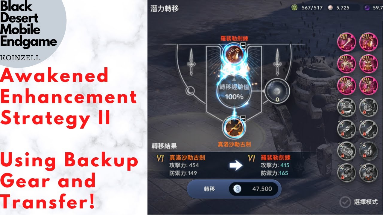 Awakened Enhancement Strategy II - Using Backup Gear and Transfer
