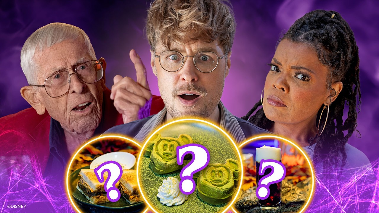 Bob Gurr, Garrett Watts and Yvette Nicole Brown with Disneyland Halloween treats