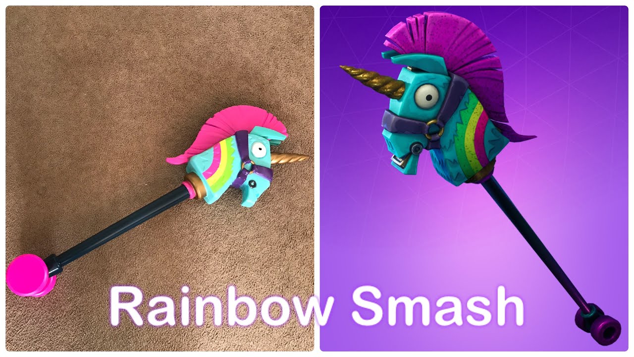 fortnite rainbow smash pickaxe prop unboxing review - spencers fortnite pickaxe