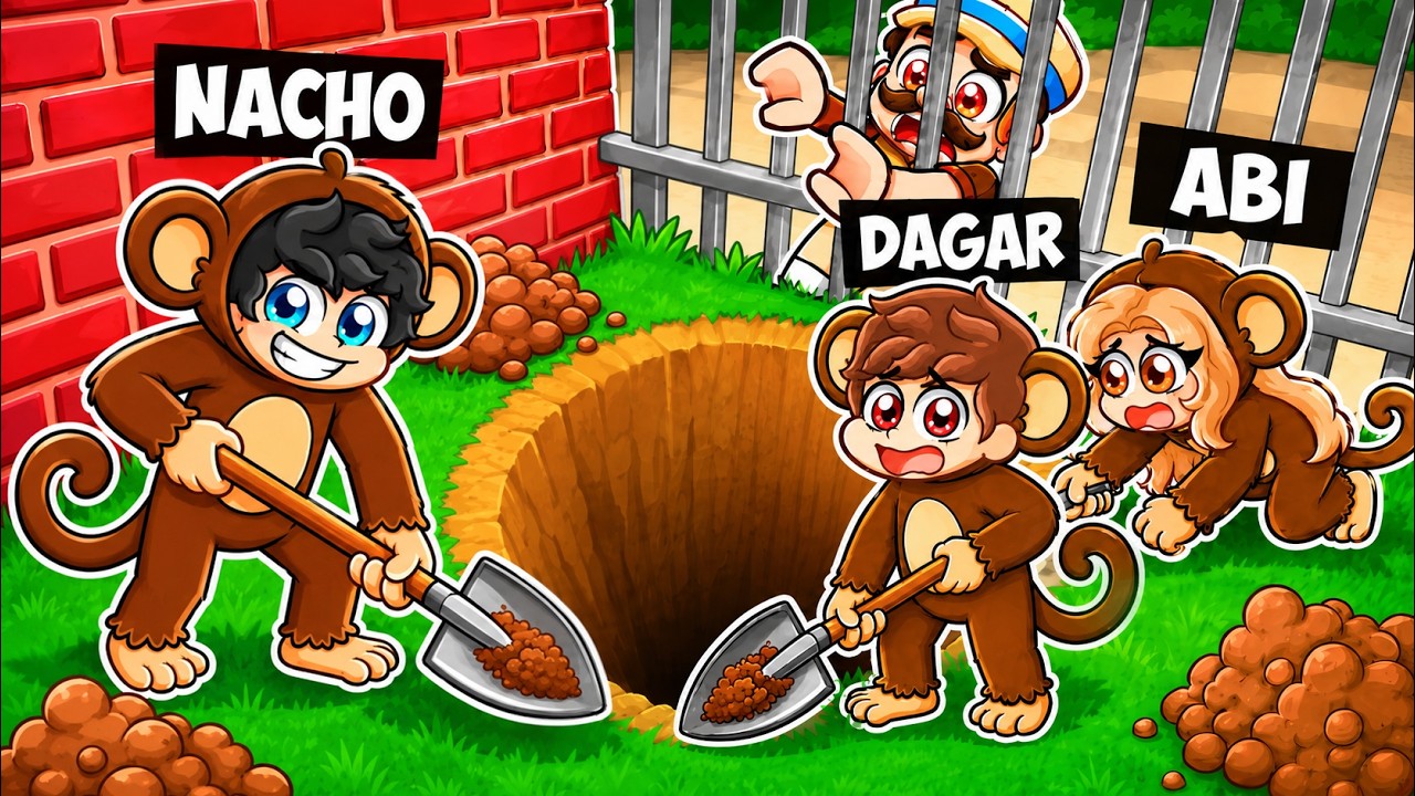 Escapamos del ZOO de Monos Cavando un TÚNEL en Roblox!