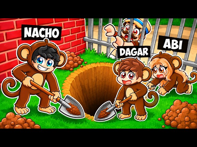 Escapamos del ZOO de Monos Cavando un TÚNEL en Roblox!