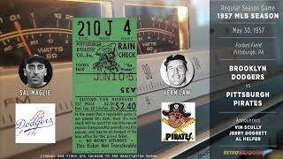 1957-May-30 • BKN/PIT • Brooklyn Dodgers vs Pittsburgh Pirates - Classic Baseball Radio Broadcast