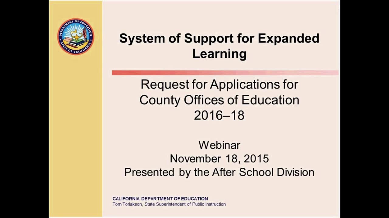 Support for Expanded Learning Request for Applications Overview - YouTube