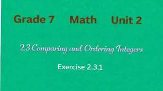 Grade 7 maths unit 2 integer 2.3 comparing and ordering of integer exercise 2.3.1 Information