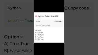 Python Interview Question 💡 True or False Output? #pythonquiz #coding #python #reels #shorts #viral