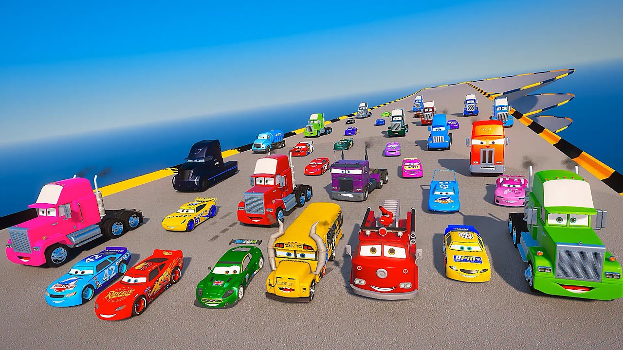 Trucks Vs Cars Race Disney Pixar Cars Double Spiral McQueen Truck trucks-vs-cars-race-disney-pixar-cars-double-spiral-mcqueen-truck