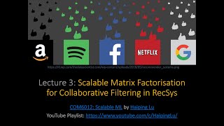 Scalable ML Lecture 3-1: Recommender Systems