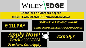 Wiley Edge Off Campus Hiring | SDE | 11LPA | 2022/2023 Batch #jobforfresher #jobs #viral #trending