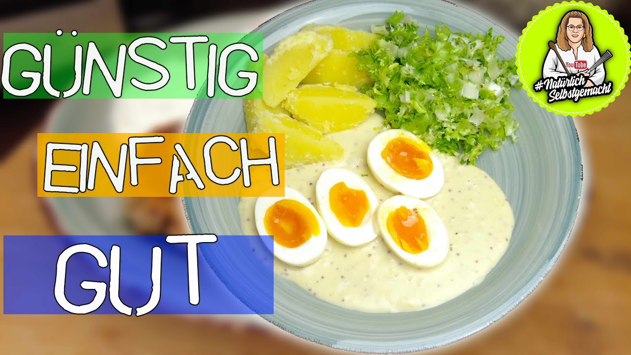 Senfeier mit Kartoffeln und Endiviensalat