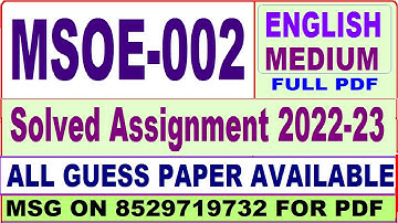 msoe 002 solved assignment 2022-23 / msoe 2 solved assignment in english / ignou ma sociology