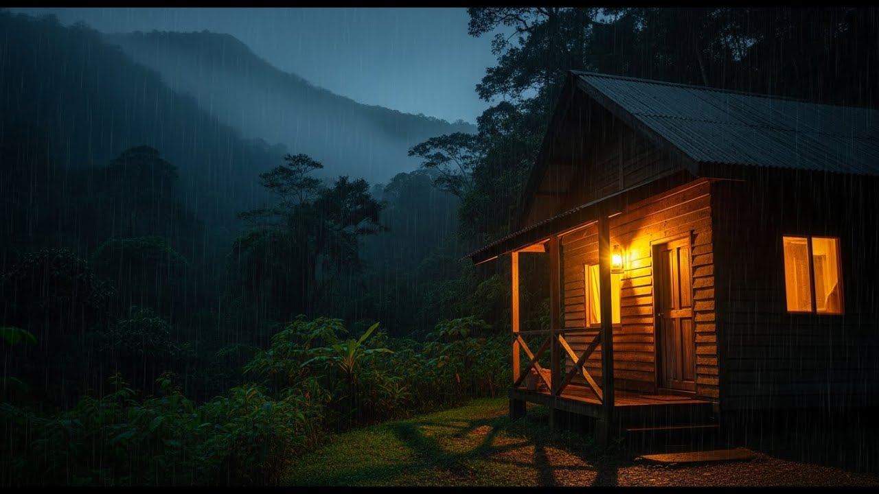 Cozy Forest Cabin in the Rain 🌧 | Calm Rain Sounds for Stress Relief ...