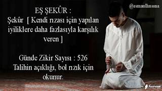 Eş-Şekûr : الشكور  Celle Celaluhü --Yâ Şekûr  526 kez