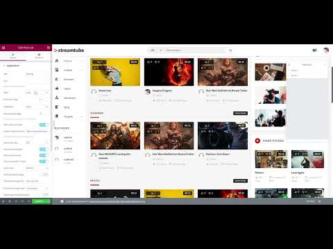 StreamTube - Edit page with Elementor page builder