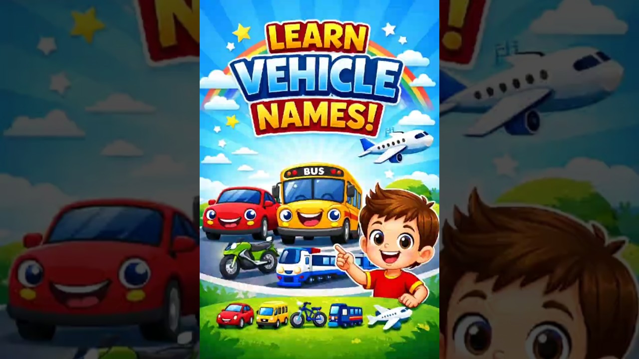 Learn Vehicle Names for Kids 🚗🚌🚆✈️ Fun Learning Shorts 