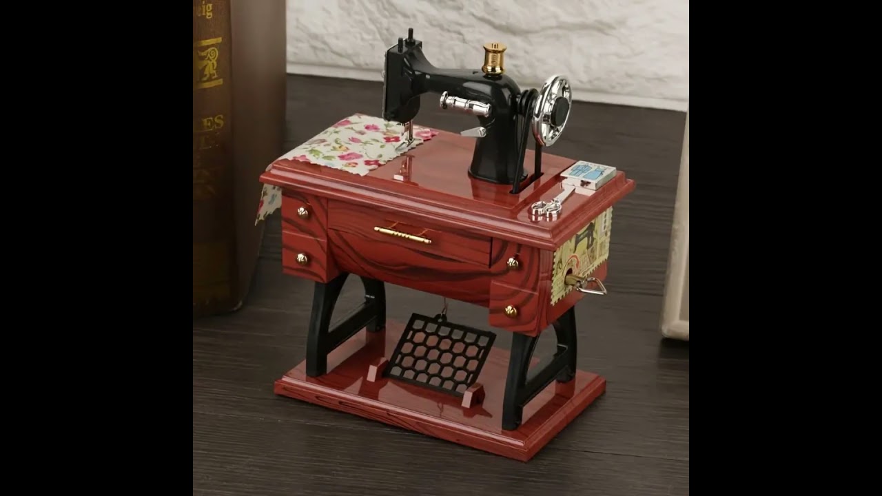 1pc Vintage-Inspired Miniature Sewing Machine Music Box# 
