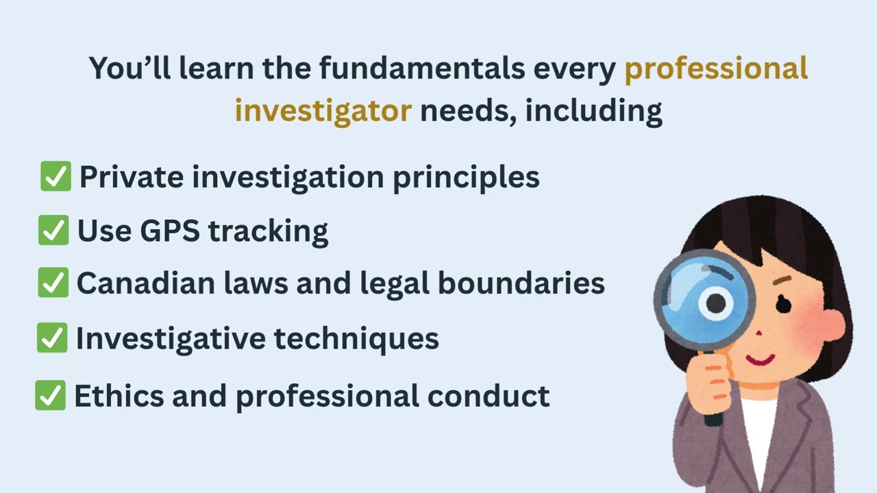 ⁣Private Investigator Online Training (Canada)