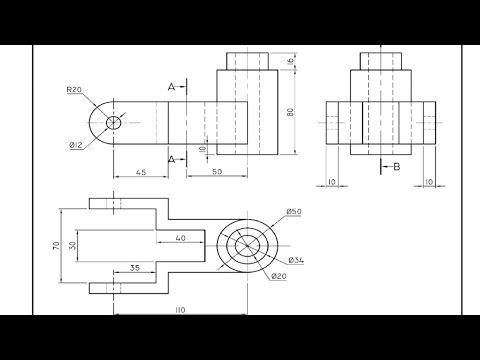Sectional Drawing N2 in first Angle Orthographic Projection Part 3️⃣