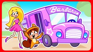 💅 💖 Barbie Bus 💖 Teach School bus rules with friends 💖 Funny Stories for Kids