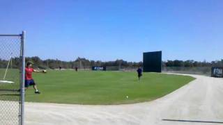 Wakefield and varitek playing catch.