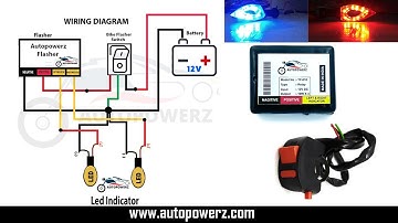 Bike hazard Indicator Flasher, push-button switch changing flashing mode Installation wire fitting