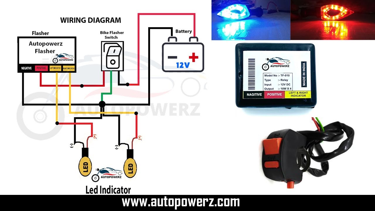 Bike hazard Indicator Flasher, pushbutton switch changing flashing