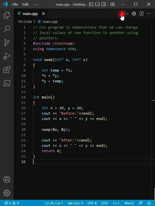 C++ Program to change local values using functions with pointers - YouTube