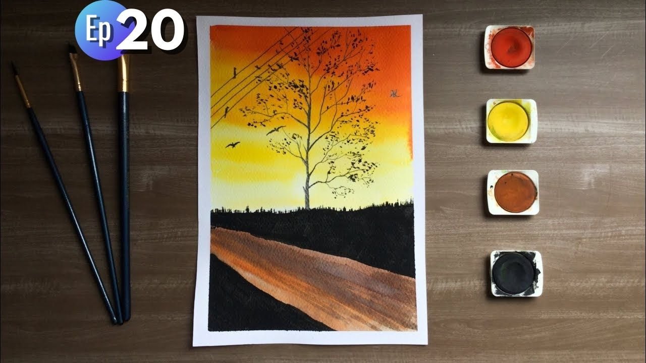 ACUARELA para principiantes #20 / 🔴 Cómo PINTAR un ÁRBOL de otoño