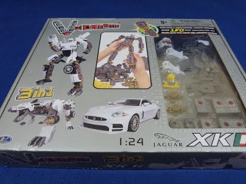 Игрушка Конструктор Робот Трансформер Jaguar XKR 1:24 3in1 V-Create unpuck unbox