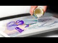 MUST SEE Elegant Iris Art! Mixed Media + Acrylic Pouring to the Next Level! | AB Creative Tutorial