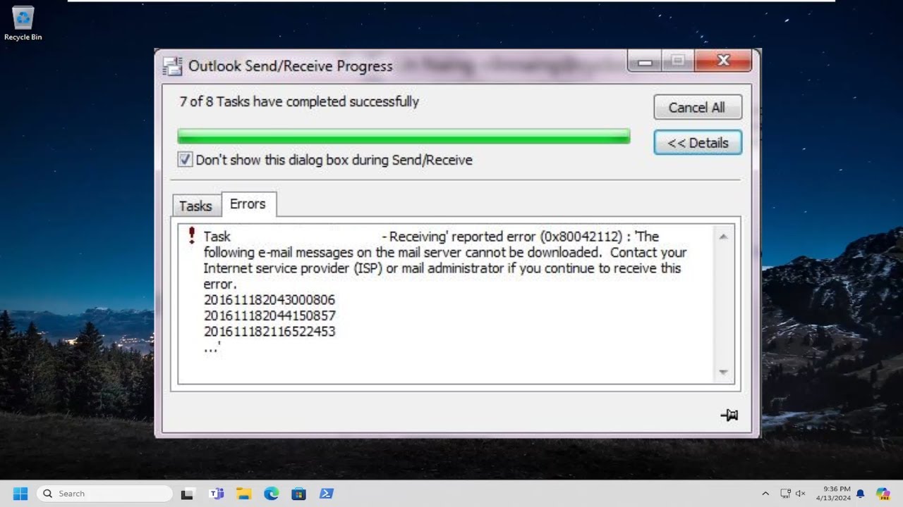 Outlook 0x80042112 – Receiving Reported Error FIX