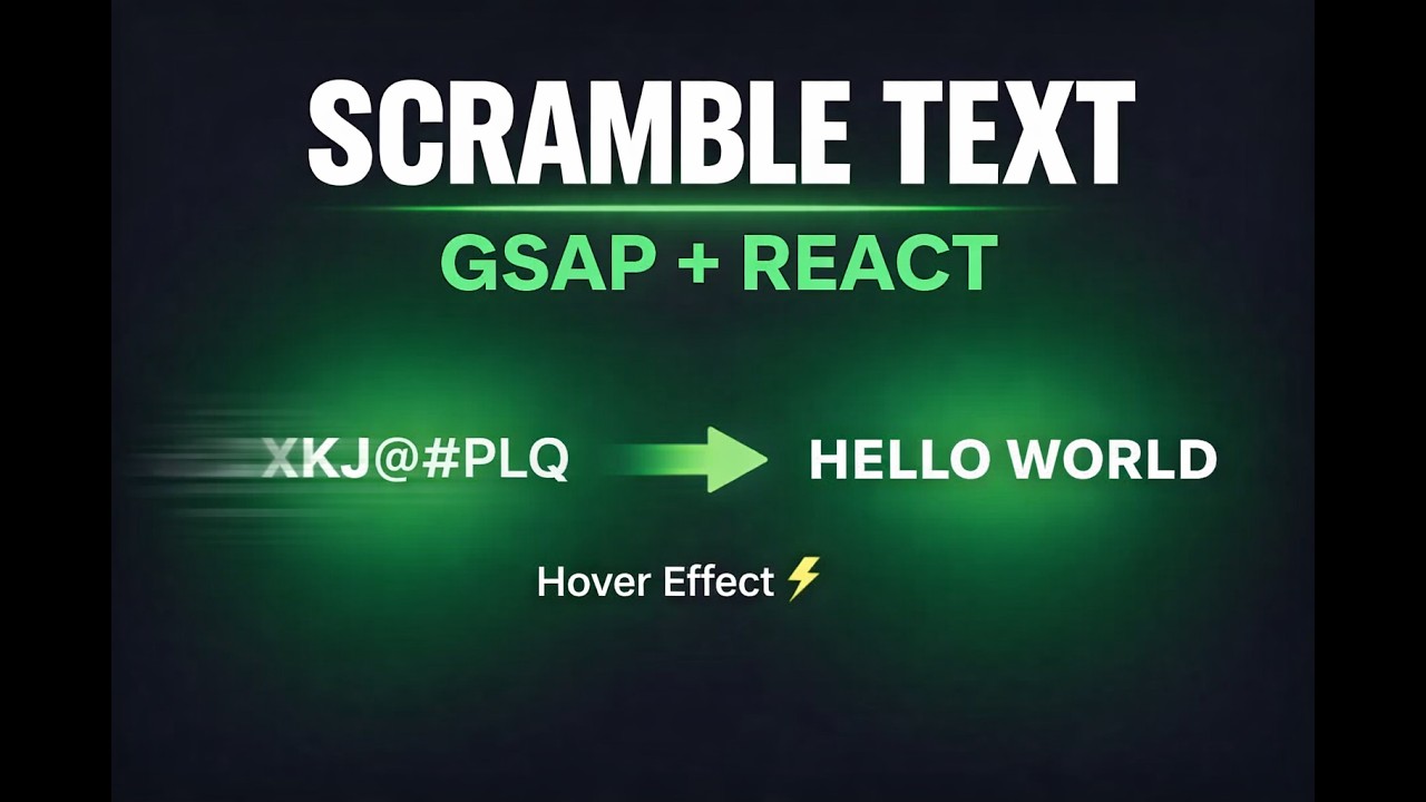 GSAP Animation with ReactJs: Scramble-Text plugin - YouTube