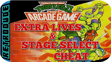 Tmnt 2 the arcade game NES cheat {extra lives & stage select}