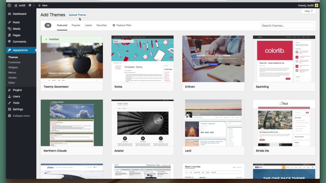 Install iso50 - Photography WordPress Theme