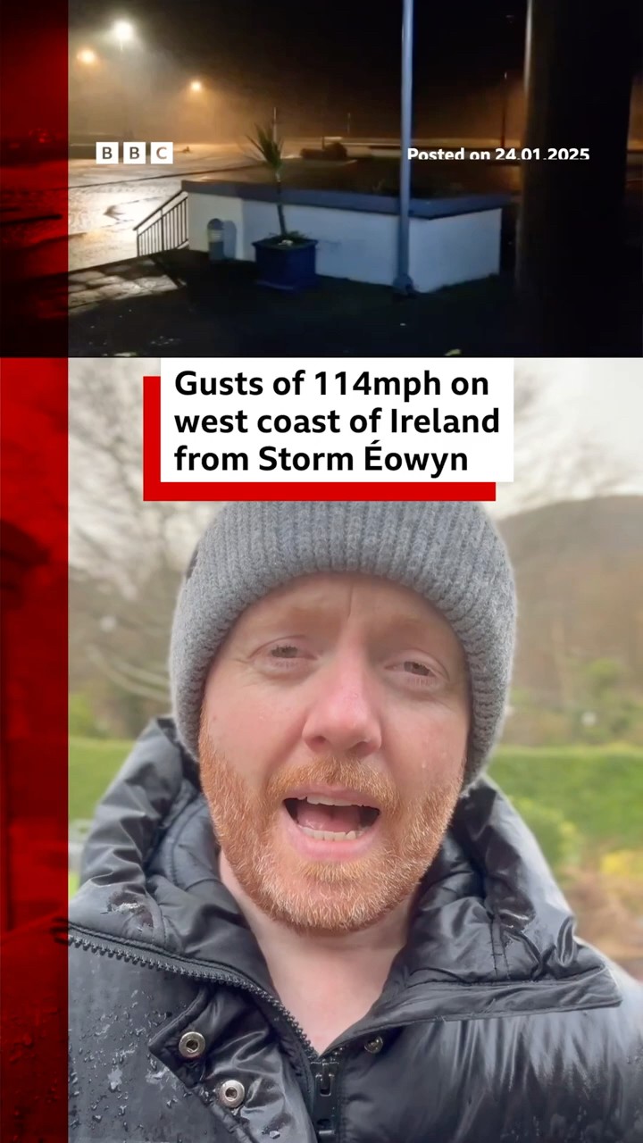 Danger to life warnings as Storm Éowyn hits Northern Ireland and the Republic of Ireland. #BBCNews