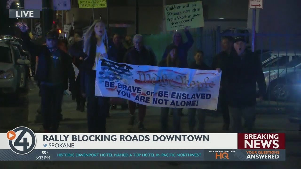 Protesters block roads in downtown Spokane