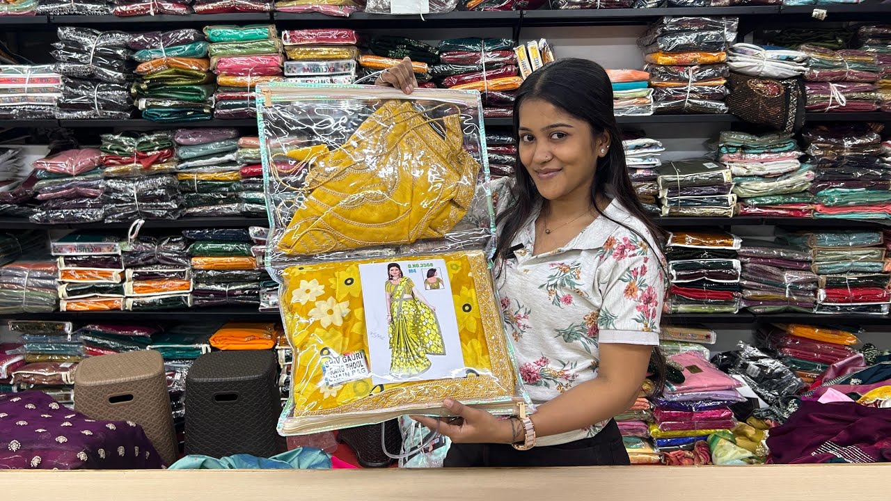 नवीन पॅकेजिंगमध्ये साड्यांचा भन्नाट कलेक्शन 💖,Surat Saree wholsale Market #sareemanufacturers 
