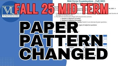 VU big updates 2025 | Vu Exam paper pattern Change Midterm | VU mid Exam 2025 #vu #midterm #2025