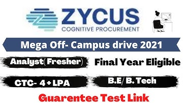ZYCUS Mega Off Campus Drive 2021..|Precedurement Analyst| |Fresher Eligible| |Latest Job Update|
