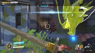 Overwatch Diamond Plays- Genji Ult Triple Kill + Epic Deflect on McCree