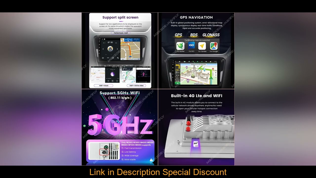 Navifly 7862S Android All In One Universal 9" 10" Car Radio Multimedia Video Player GPS Stereo For