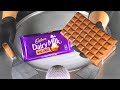 ASMR - Cadbury Dairy Milk Whole Nut Ice Cream Rolls | how to make Chocolate & Nuts to Ice Cream Food