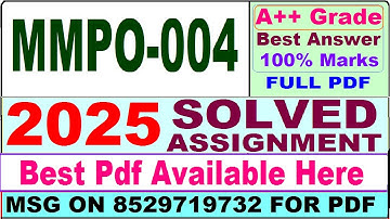 MMPO 004 solved assignment 2025 || mmpo 004 solved assignment 2025 in English || ignou mmpo004 2025