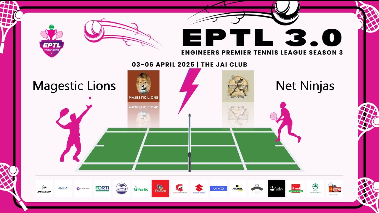 Magestic Lions V/s Net Ninjas🎾 EPTL 3.0 Team Matches  Day 1🔥 LIVE from Jai Club, Jaipur! 🏨✨