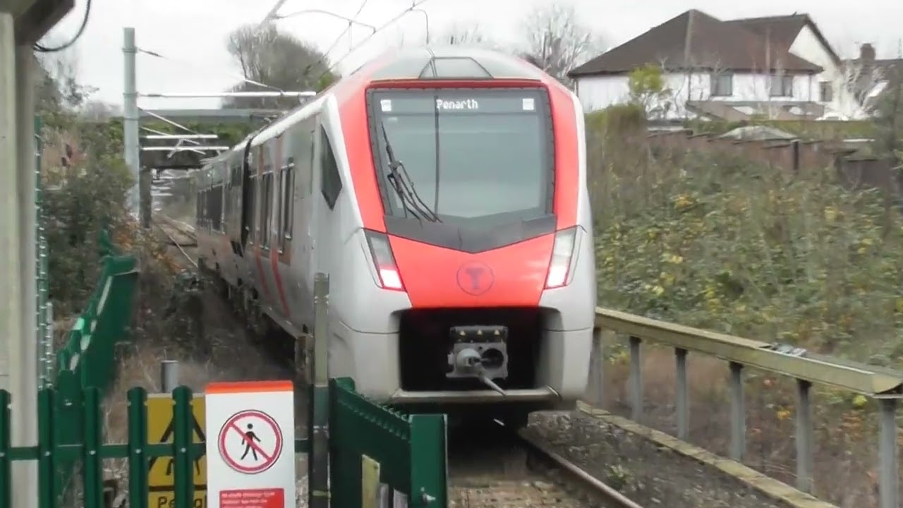 Rhiwbina train station. train going to Penarth