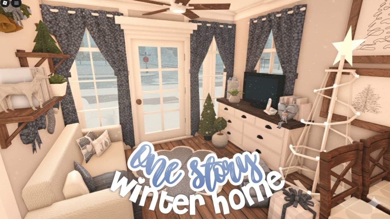 [ bloxburg ] 💙 no gamepass one story winter home ꒰ full build & tour ꒱