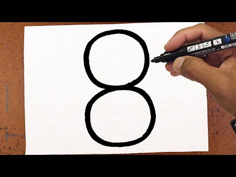 Como Transformar o Número 8 em um URSO 🐻 - Animais - How To Draw Técnica Truque de Arte