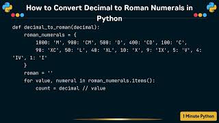 How to Convert Decimal to Roman Numerals in Python