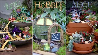 3 Movie Themed Fairy Gardens (Wizard of Oz - Hobbit - Alice in Wonderland)